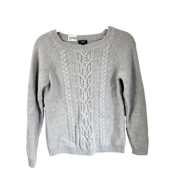 Talbots Women Gray Sweater Small Cable Knit Angora Crew Long Sleeve Pullover - Picture 1 of 6